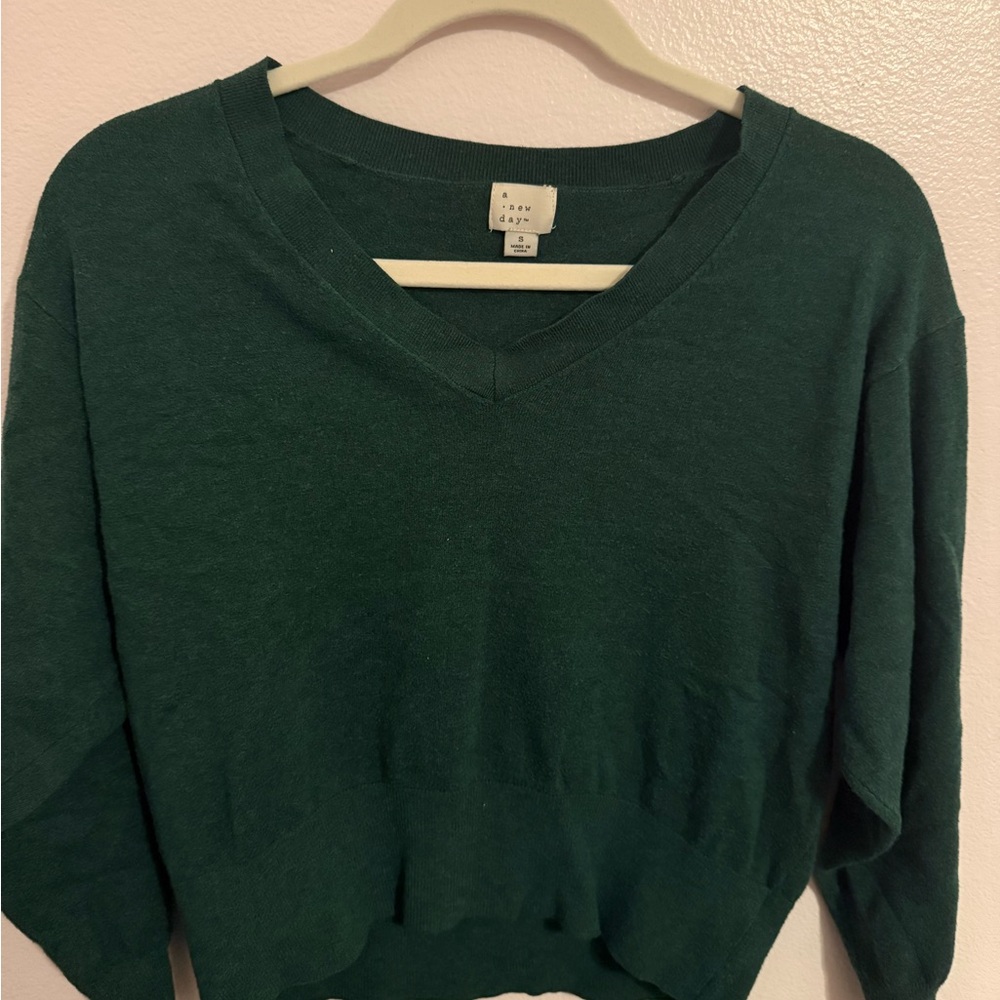 a new day Deep Green V-Neck Sweater